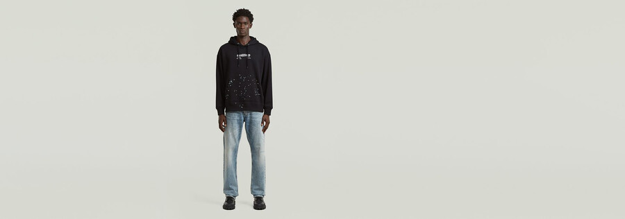 felpa con cappuccio rilassata text splatters