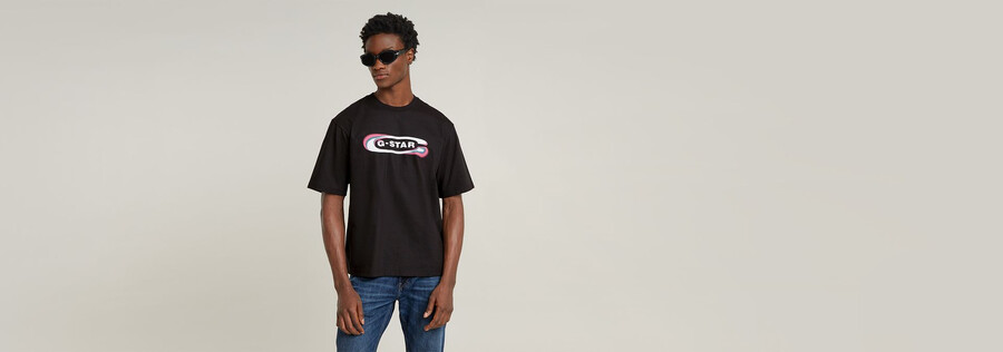 t-shirt squadrata con logo old skool sfumato